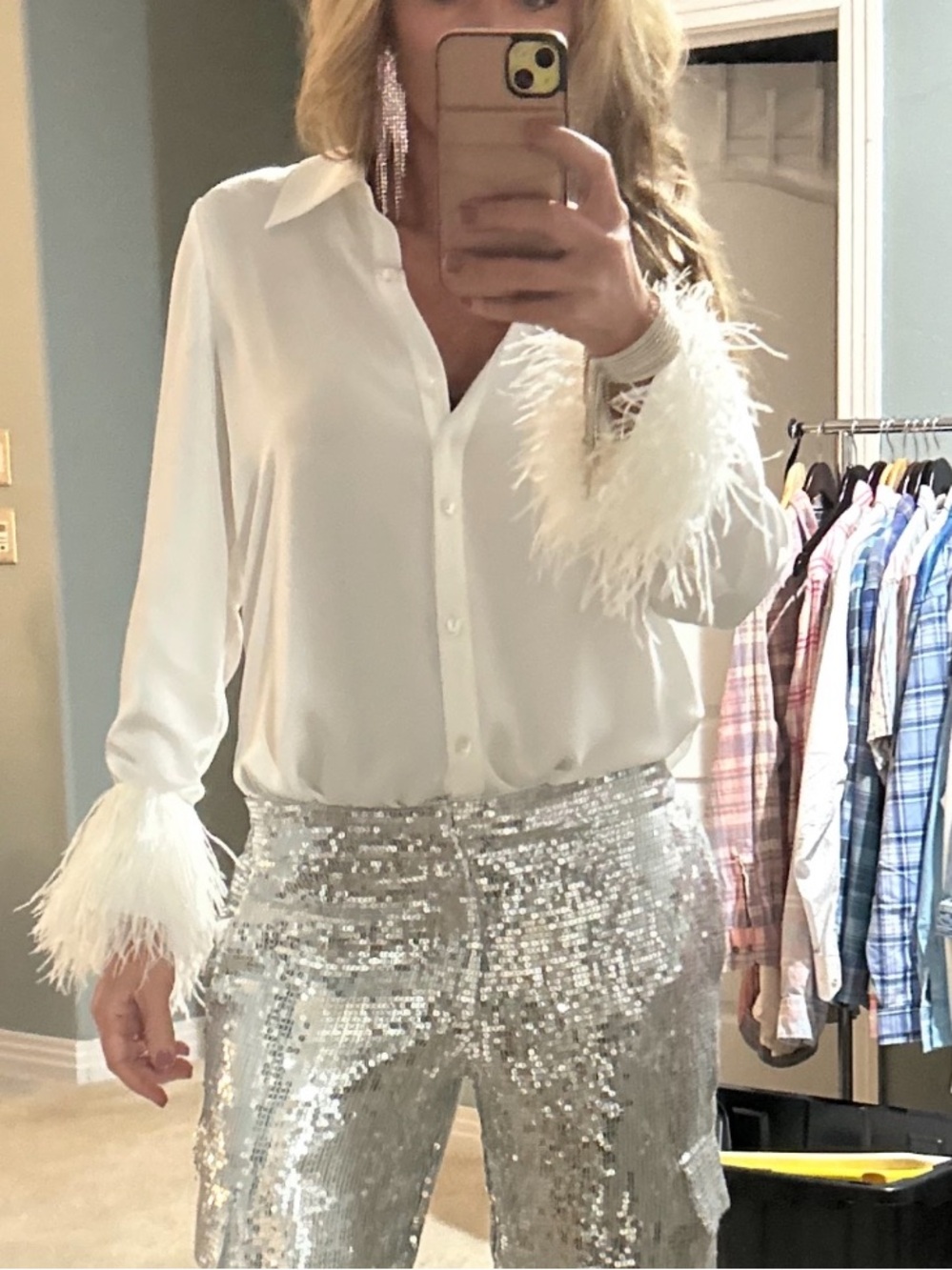 Ramy Brook Alara feathered cuff blouse